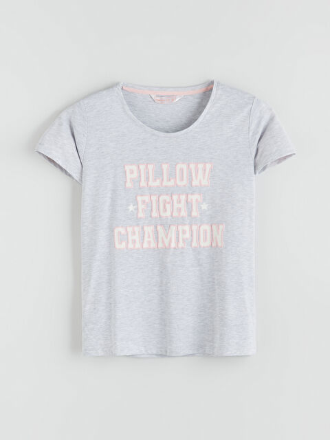 LCW DREAM Bisiklet Yaka Baskılı Kadın Pijama Üst - W59295Z8-LAL