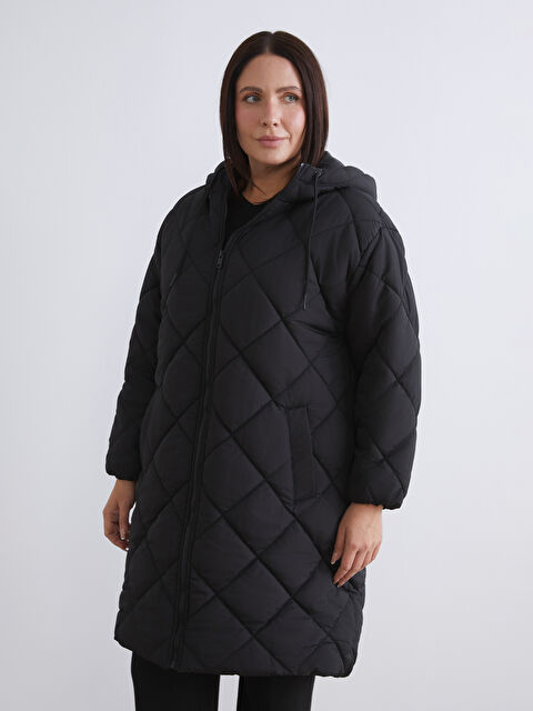 LCWAIKIKI Classic Kapüşonlu Kapitone Kadın Şişme Mont - W59467Z8-CVL