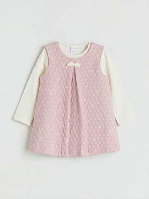 LCW baby Fiyonk Baskılı Kız Bebek Elbise ve Tişört - W59621Z1-LT8