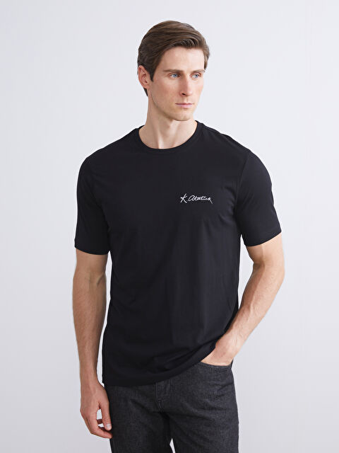 LCWAIKIKI Classic Bisiklet Yaka Atatürk İmzası Baskılı Erkek Tişört - W59665Z8-CVL