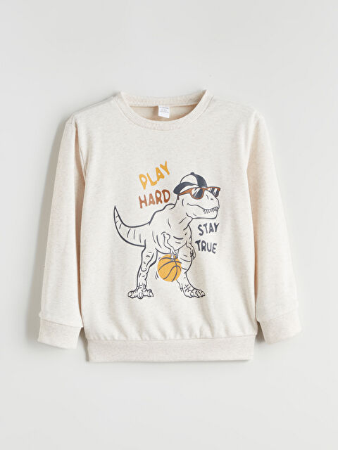 LCW Kids Bisiklet Yaka Baskılı Erkek Çocuk Sweatshirt - W59734Z1-CX8