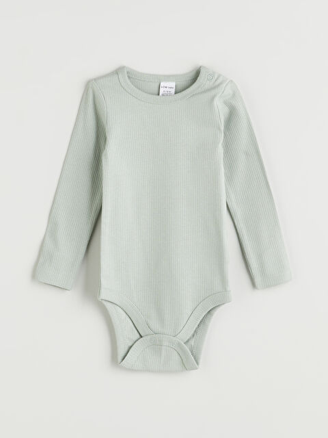 LCW baby Bisiklet Yaka Uzun Kollu Erkek Bebek Çıtçıtlı Body - W59744Z1-FLL