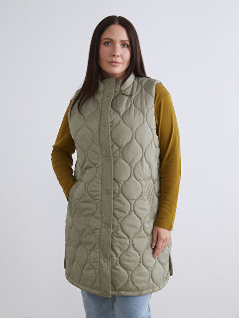 LCW Modest Dik Yaka Kapitone Kadın Şişme Yelek - W59884Z8-KEL