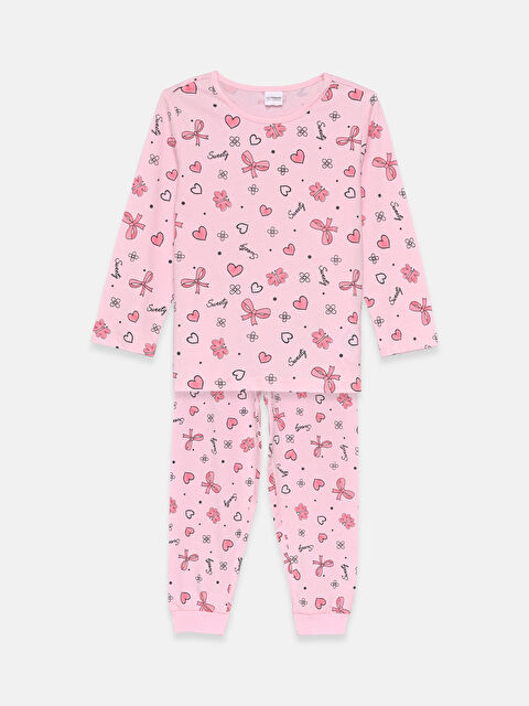 LCW Kids Crew Neck Printed Girls' Pyjama Set - W5AA11Z1-LT9