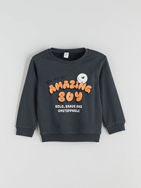 LCW Kids Bisiklet Yaka Baskılı Erkek Çocuk Sweatshirt - W5AA85Z1-R4W