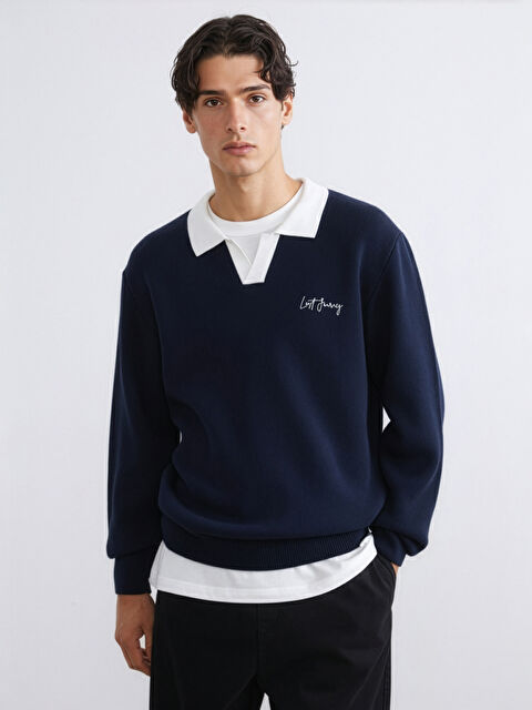 XSIDE Polo Yaka Erkek Triko Kazak - W5AC24Z8-ZAM