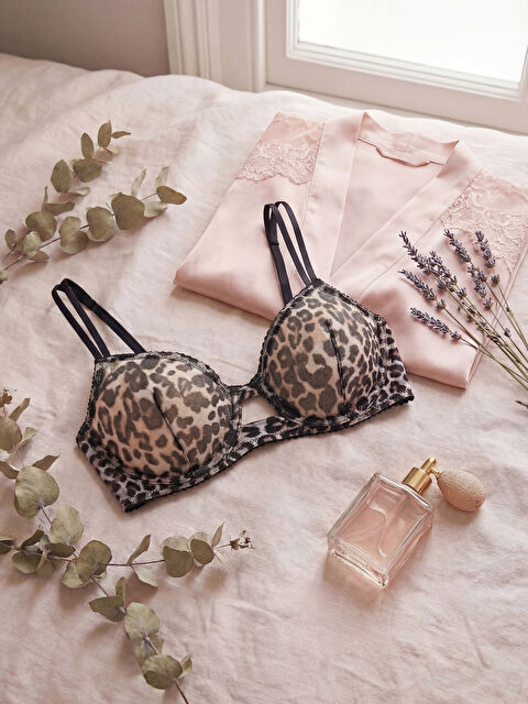 LCW DREAM Balenli Dolgusuz Leopar Desenli Fantezi Tişört Sütyen - W5AD63Z8-LQY