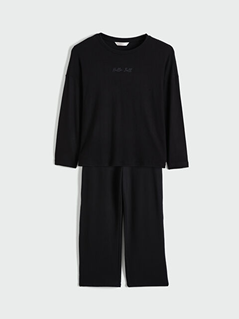 LCW DREAM Bisiklet Yaka Baskılı Kadın Pijama Takımı	 - W5AF64Z8-CVL