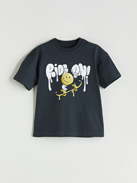 LCW Kids Bisiklet Yaka Baskılı Erkek Çocuk Tişört - W5AK05Z1-R4W