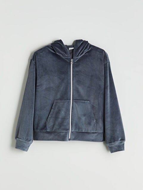 LCW Kids Kapüşonlu Kız Çocuk Kadife Fermuarlı Sweatshirt - W5AL06Z4-ZDN