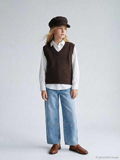 LCW Kids Loose Fit Kız Çocuk Jean Pantolon - W5AL62Z4-SHK