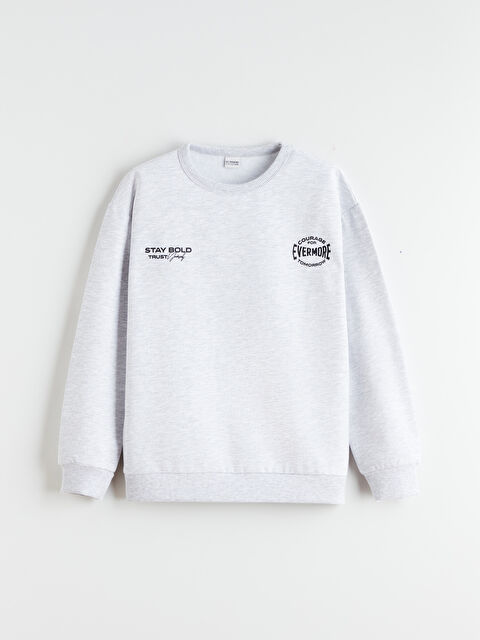 LCW Kids Bisiklet Yaka Baskılı Erkek Çocuk Sweatshirt - W5AN05Z4-LAK