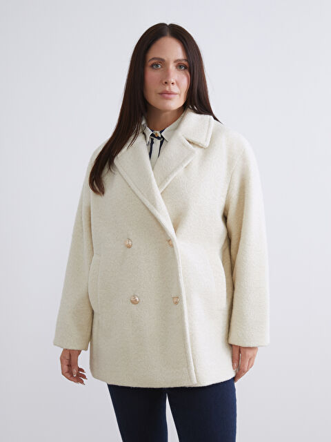 LCW Modest Kruvaze Yaka Oversize Kadın Kaşe Kaban - W5AP79Z8-R9J