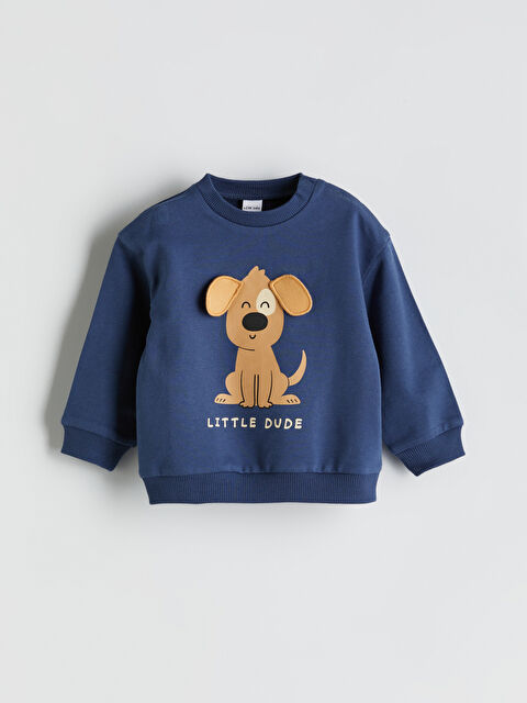 LCW baby Bisiklet Yaka Köpek Baskılı Erkek Bebek Sweatshirt - W5BC41Z1-JM3