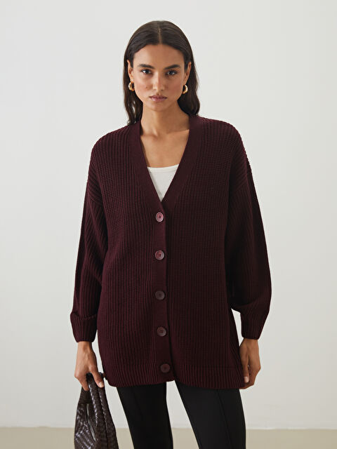 LCW Modest V Yaka Kadın Triko Hırka - W5BE85Z8-HJG