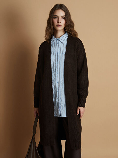 LCW Modest Şal Yaka Oversize Kadın Triko Hırka - W5BF16Z8-DJ7