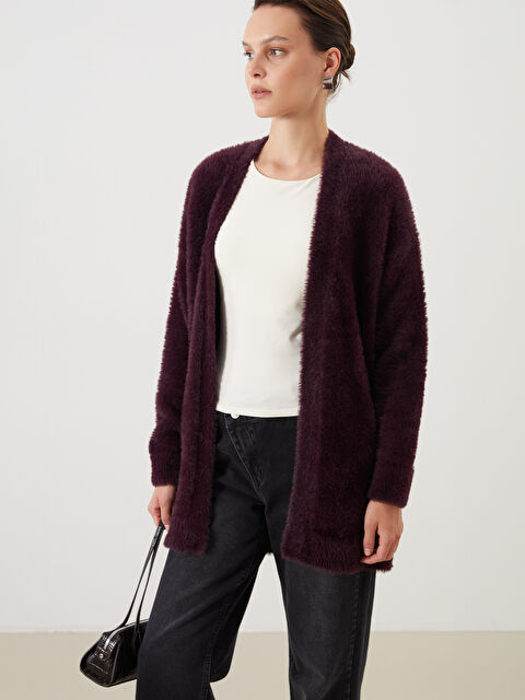 LCW Modest Şal Yaka Kadın Pelüş Triko Hırka