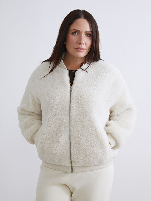 LCWAIKIKI Classic Kolej Yaka Kadın Pelüş Mont - W5BI05Z8-R9J