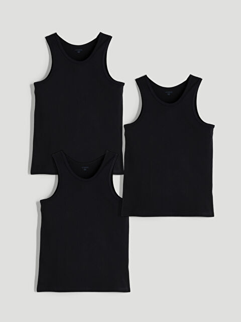 LC WAIKIKI Bisiklet Yaka Pamuklu Erkek Atlet 3'lü Paket - W5BM45Z8-CVL