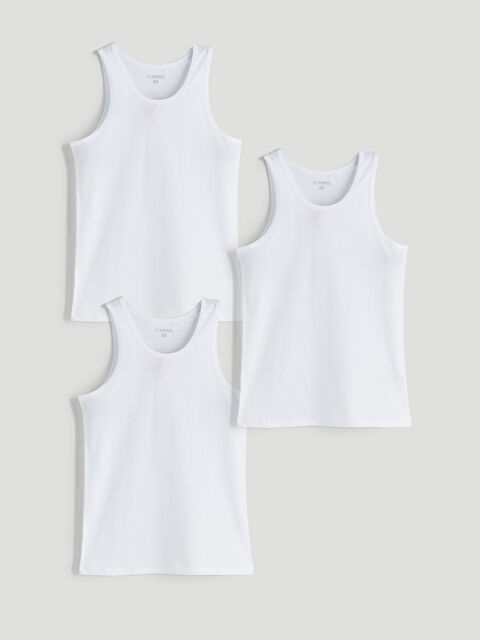 LC WAIKIKI Bisiklet Yaka Pamuklu Erkek Atlet 3'lü Paket - W5BM45Z8-VC4