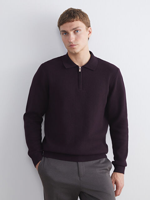 LCW Vision Zippered Polo Neck Men's Sweater - W5BO16Z8-ZQP