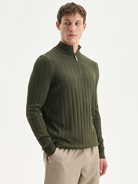 LCW Vision Fermuarlı Dik Yaka Erkek Triko Kazak - W5BR40Z8-CZE