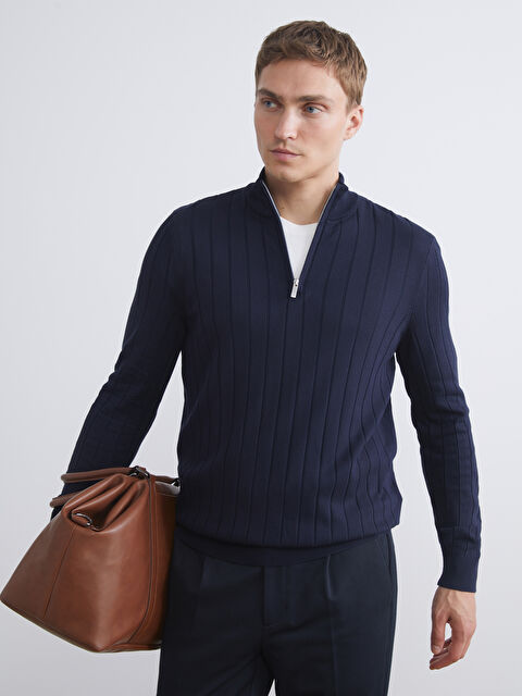 LCW Vision Fermuarlı Dik Yaka Erkek Triko Kazak - W5BR40Z8-RFH