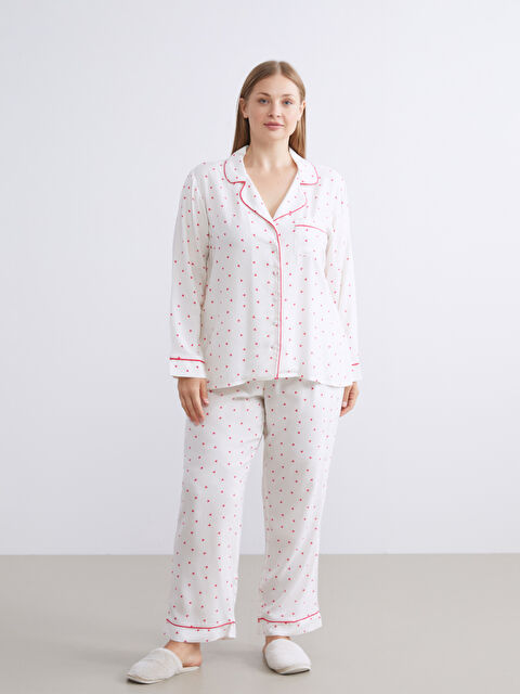 LCW DREAM Gömlek Yaka Baskılı Kadın Pijama Takımı - W5BU01Z8-LRA