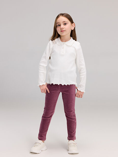 LCW Kids Beli Lastikli Basic Kız Çocuk Kadife Tayt - W5CC49Z1-H7Z