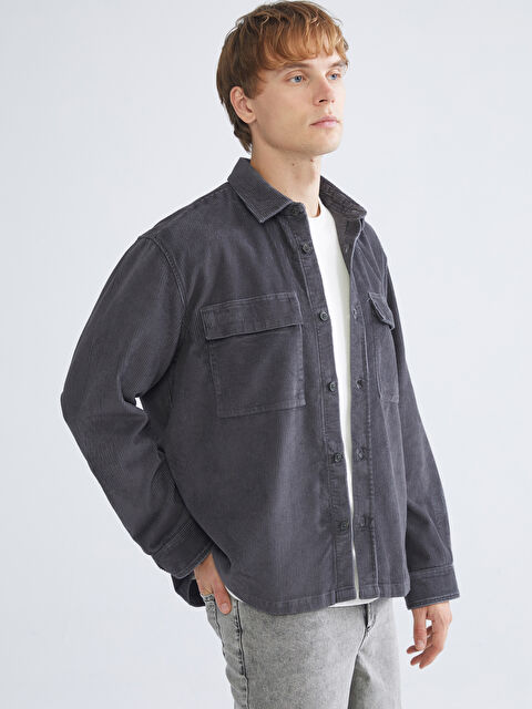 XSIDE Rahat Kalıp Uzun Kollu Kadife Erkek Gömlek Ceket - W5CF39Z8-SEH