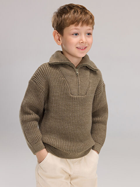 LCW Kids Dik Yaka Erkek Çocuk Triko Kazak - W5CI58Z1-LAV