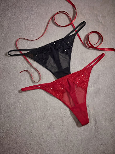 LCW DREAM Dantel Detaylı Fantezi Tanga Külot 2'li - W5CJ23Z8-R3P