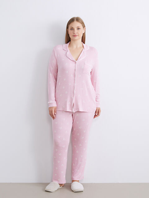 LCW DREAM Gömlek Yaka Desenli Kadın Pijama Takımı - W5CM45Z8-LT3