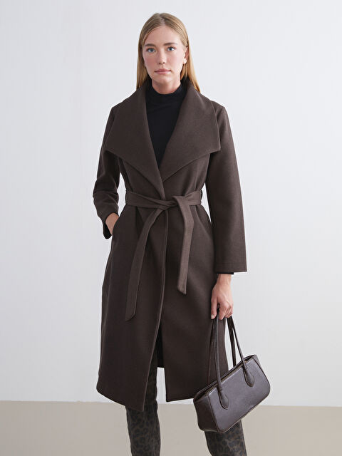 LCWAIKIKI Classic Ceket Yaka Kadın Kaşe Kaban - W5CM92Z8-CT9