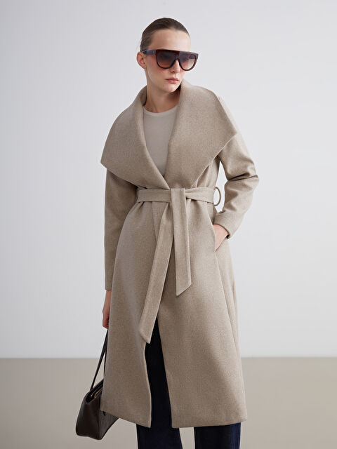 LCWAIKIKI Classic Ceket Yaka Kadın Kaşe Kaban - W5CM92Z8-L8Q