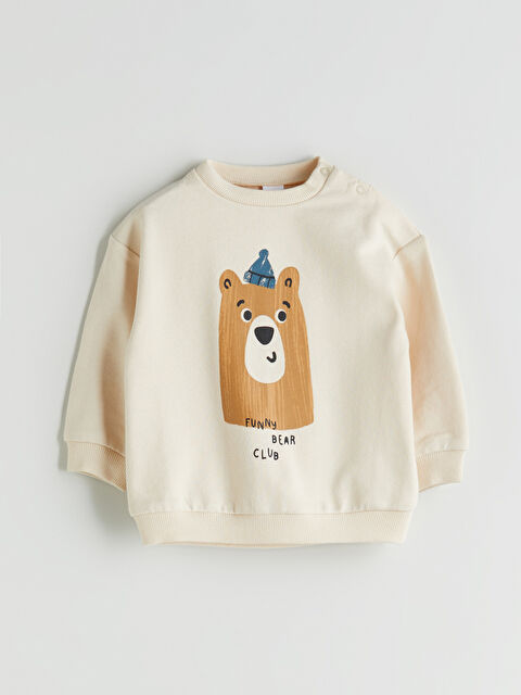 LCW baby Yakası Çıtçıtlı Erkek Bebek Baskılı Sweatshirt - W5CO17Z1-S6R