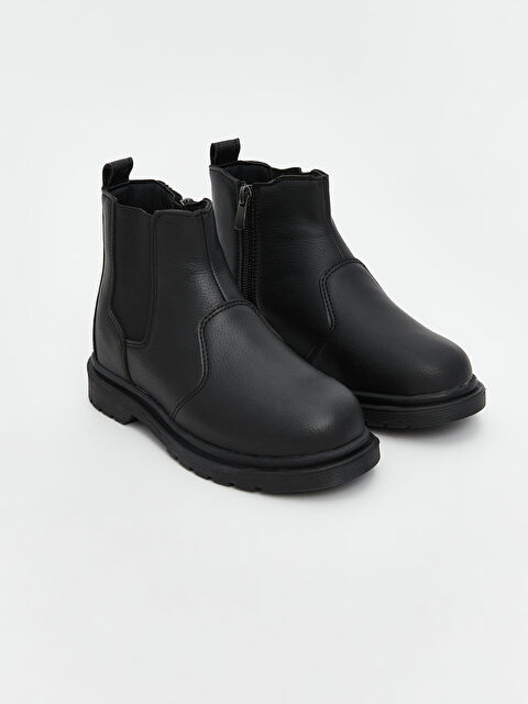 LCW STEPS Deri Görünümlü Fermuarlı Erkek Çocuk Bot - W5CQ65Z4-HUC