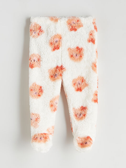 LCW baby Kız Bebek Beli Lastikli Pelüş Patikli Pantolon - W5CT92Z1-LRA
