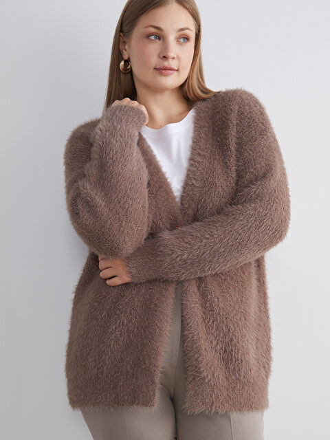 LCWAIKIKI Classic V Yaka Kadın Pelüş Triko Hırka - W5DA11Z8-CXL