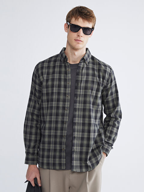SOUTHBLUE Regular Fit Long Sleeve Plaid Men's Flannel Shirt - W5DA82Z8-LMU