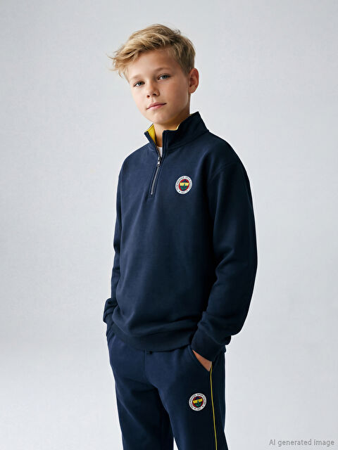 LCW Kids Dik Yaka Fenerbahçe Baskılı Erkek Çocuk Sweatshirt - W5DC82Z4-YGH