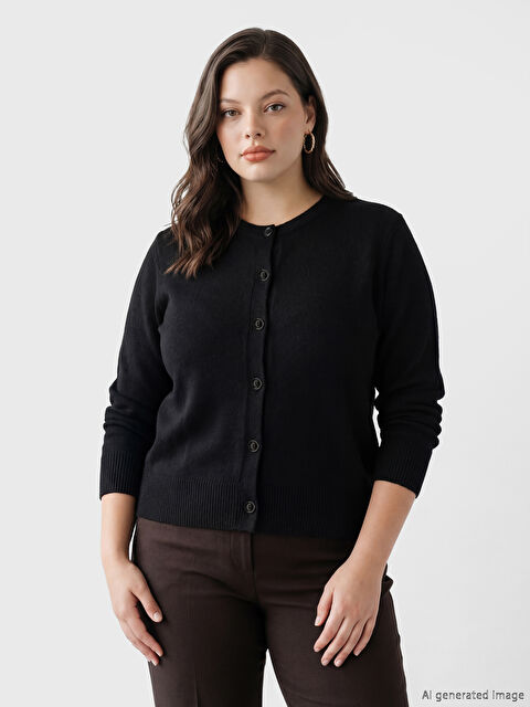 LCW EVERYDAY Crew Neck Women Sweater Cardigan - W5DD44Z8-CVL