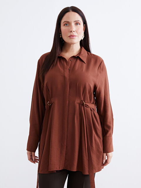 LCWAIKIKI Classic Beli Kuşaklı Kadın Gömlek Tunik - W5DH26Z8-RKP