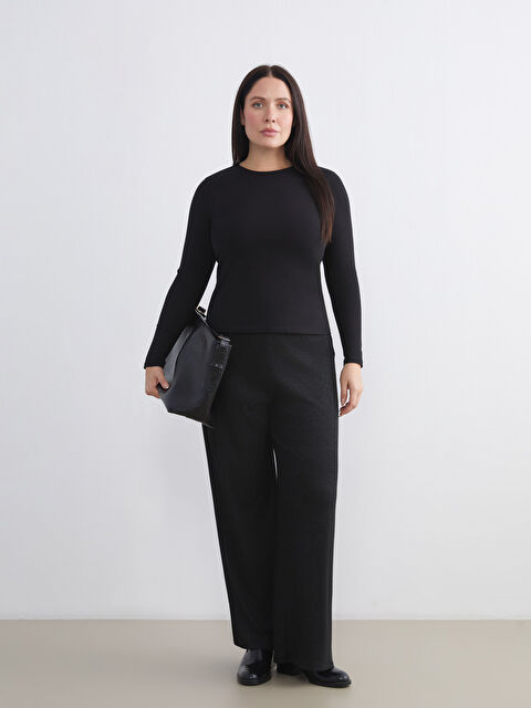 LCWAIKIKI Basic Beli Lastikli Geniş Paça Kadın Pantolon - W5DH65Z8-CVL