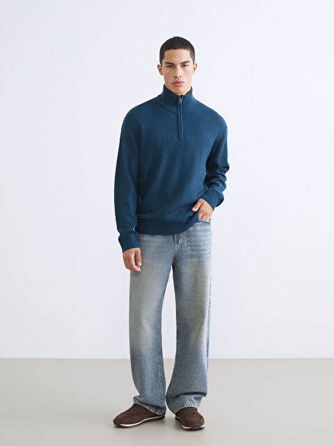 XSIDE Standard Fit Stand Collar Men's Sweater - W5DI58Z8-J3L - LC