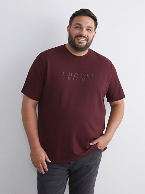 LCWAIKIKI Classic Bisiklet Yaka Baskılı Erkek Tişört - W5DK93Z8-VW1