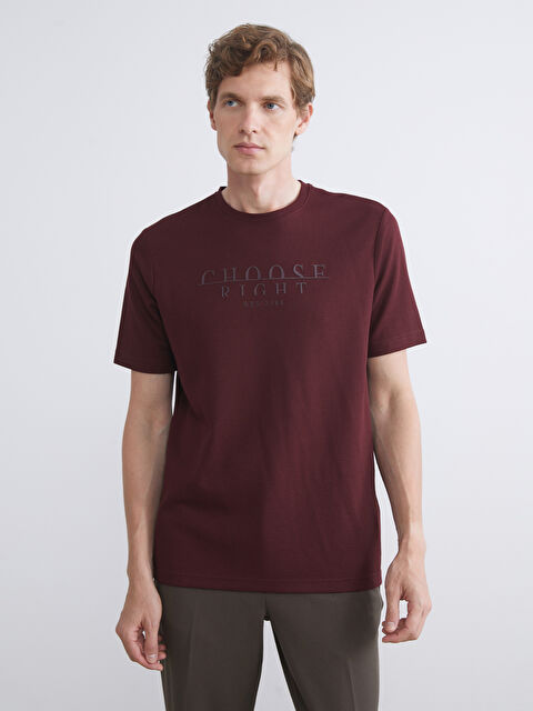 LCWAIKIKI Classic Bisiklet Yaka Baskılı Erkek Tişört - W5DK93Z8-VW1