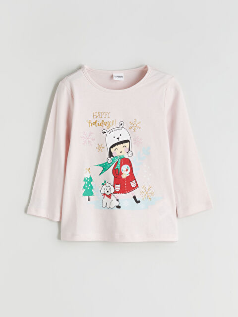 LCW Kids Bisiklet Yaka Uzun Kollu Baskılı Kız Çocuk Pİjama Üst - W5DN33Z1-FUH