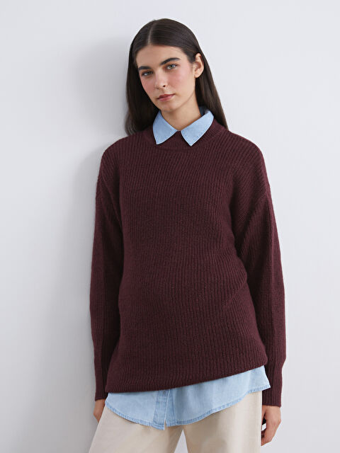 LCW Modest Funnel Neck Women's Knit Sweater - W5DN91Z8-JD6