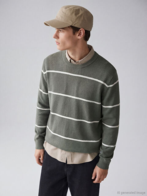 LCWAIKIKI Classic Crew Neck Striped Men's Knitwear Sweater - W5DS55Z8-SMG